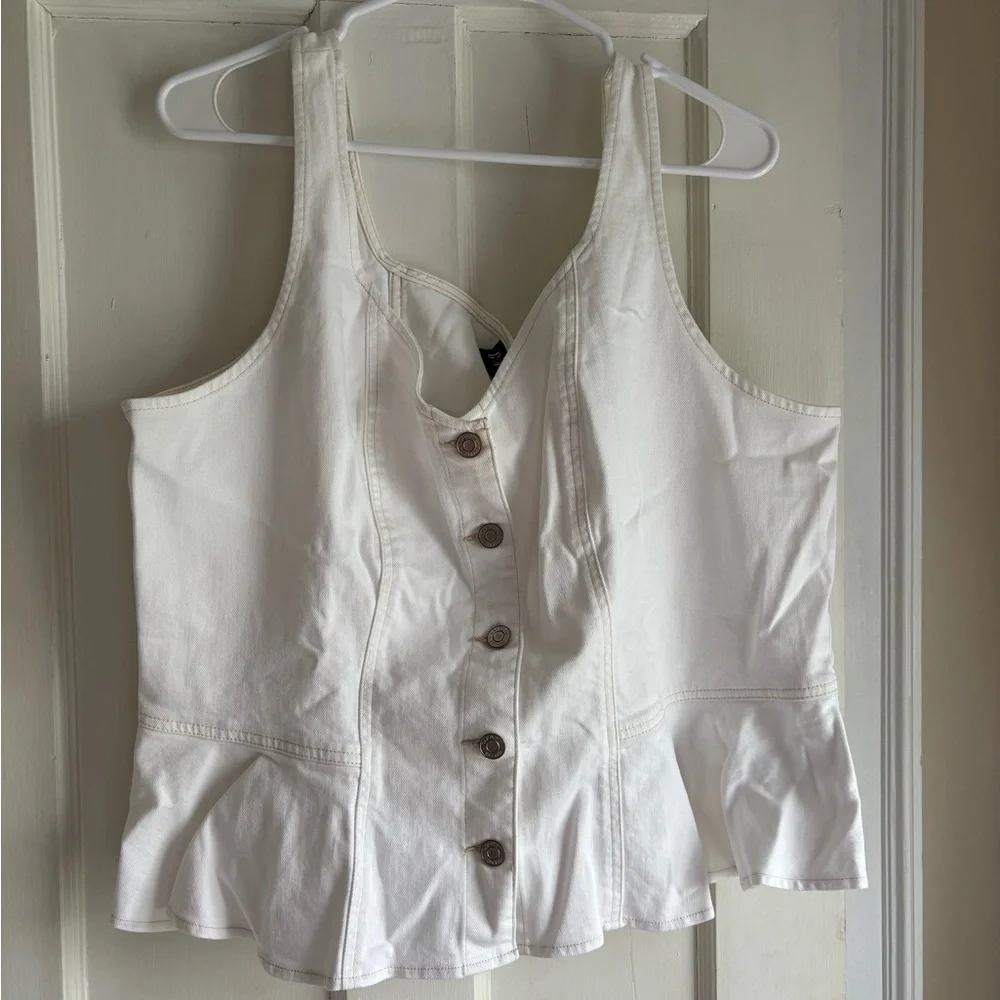 NWT denim peplum top - Picture 2 of 4